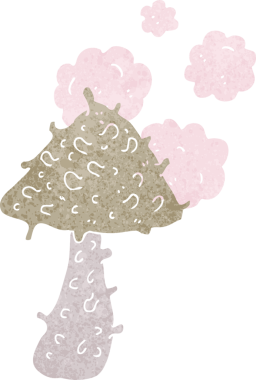 Bir insan tarafından çizilmiş garip bir mantar.