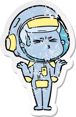 Bir insan tarafından çizilmiş stresli astronot karikatürü.