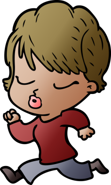 Bir insan tarafından çizilmiş gözleri kapalı çizgi film kadını.