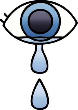 Bir insan tarafından çizilmiş ağlayan bir göz karikatürü.