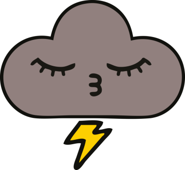 Bir insan tarafından çizilmiş fırtına bulutunun sevimli karikatürü.