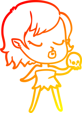 Bir insan tarafından çizilmiş sevimli bir vampir kız çizgi çizimi.