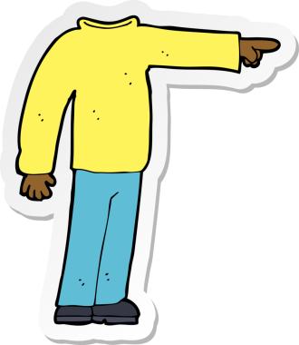 Bir insan tarafından çizilmiş başsız bir adamın çıkartması.