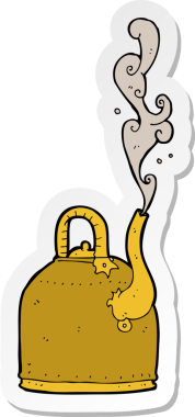 Bir insan tarafından çizilmiş eski bir demir çaydanlık çıkartması.