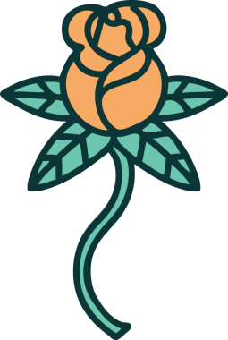 Bir insan tarafından çizilmiş gülün ikonik dövme şekli