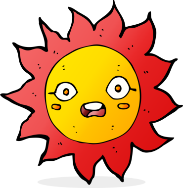 Bir insan tarafından çizilmiş çizgi film güneşi.