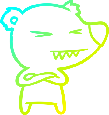 Kızgın bir kutup ayısı çizgi filminin soğuk gradyan çizgisi. Bir insan tarafından katlanmış kolları var.