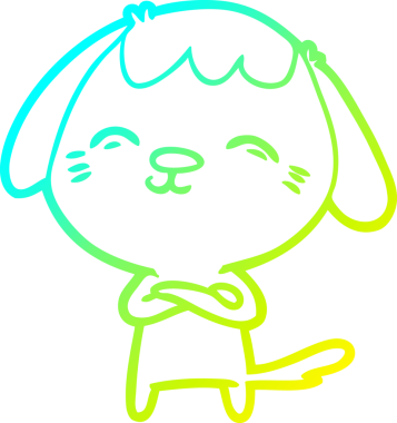 Bir insan tarafından çizilmiş mutlu çizgi film köpeğinin soğuk gradyan çizimi