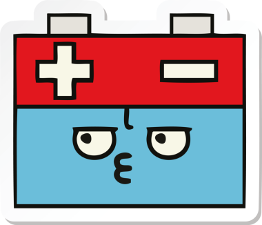 Bir insan tarafından çizilmiş şirin bir araba aküsünün çıkartması.