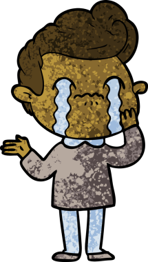 Bir insan tarafından çizilmiş ağlayan çizgi film adamı.