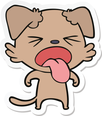 Bir insan tarafından çizilmiş tiksindirici bir köpeğin çıkartması.