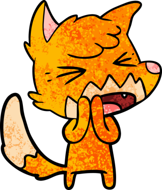 Bir insan tarafından çizilmiş kızgın çizgi film tilkisi.