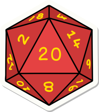 Bir insan tarafından çizilmiş doğal 20 D20 zar etiketi.