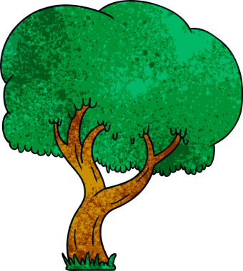 Bir insan tarafından çizilmiş el çizimi bir yaz ağacı karalaması.