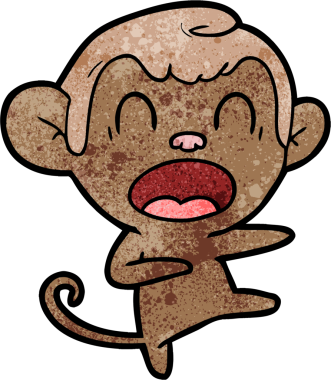 Bir insan tarafından çizilmiş bağıran maymun çizgi filmi.