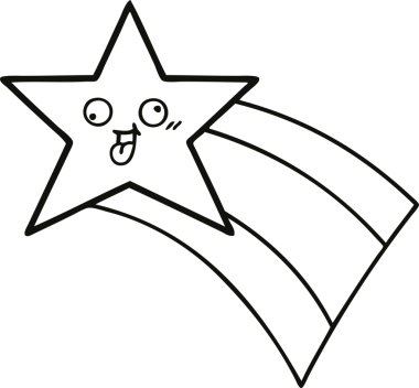 Bir insan tarafından çizilmiş kayan gökkuşağı yıldızının çizgi çizimi