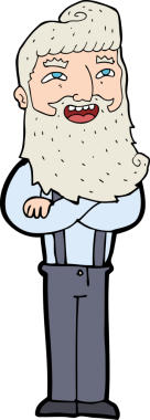 Bir insan tarafından çizilmiş sakallı mutlu adam çizgi filmi.