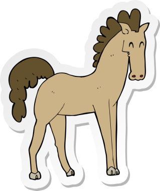 Bir insan tarafından çizilmiş çizgi film atının çıkartması.