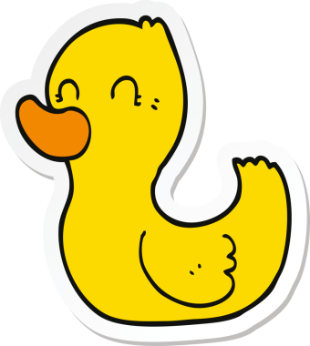 Bir insan tarafından çizilmiş bir ördeğin çıkartması.