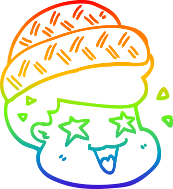 Gökkuşağı gradyan çizgi çizimi Bir insan tarafından çizilmiş şapka giyen bir çizgi çocuk