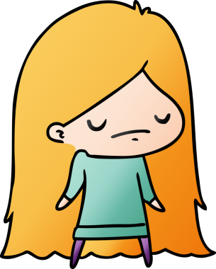 Bir insan tarafından çizilmiş sevimli bir kawai kızının gradyan çizimi.