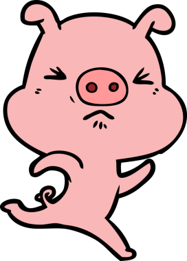 Bir insan tarafından çizilen kızgın domuz çizgi filmi.