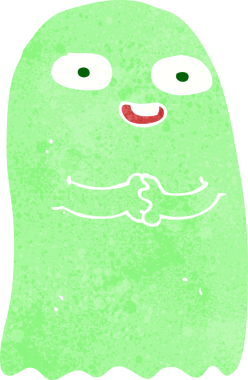 Bir insan tarafından çizilmiş komik çizgi film hayaleti.