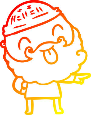 Sakallı bir adamın insan tarafından çizilmiş sıcak bir çizgi çizimi.