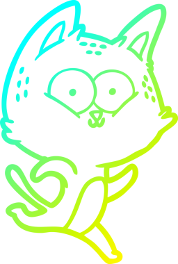 Bir insan tarafından çizilen çizgi film kedisinin soğuk çizgi çizimi