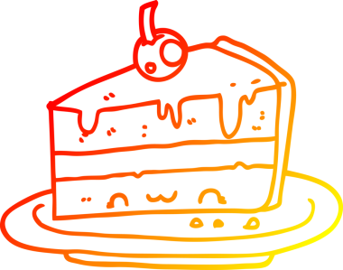 Bir insanın çizdiği çizgi film pastasının sıcak gradyan çizgisi.