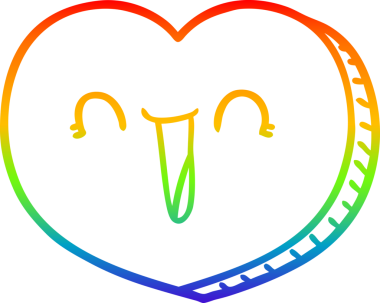 Gökkuşağı gradyan çizgi çizimi Bir insan tarafından çizilmiş bir aşk kalbi