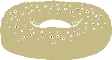 Bir insan tarafından çizilmiş simit düz renk çizimi