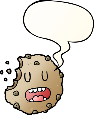 bir insan tarafından çizilmiş düzgün eğimli konuşma baloncuklu çizgi film kurabiyesi