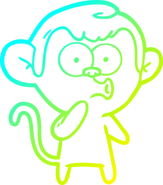 Bir insan tarafından çizilen korna çalan bir maymunun soğuk çizgi çizimi.