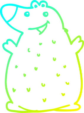 Bir insan tarafından çizilen mutlu ayı çizgi filminin soğuk gradyanı.