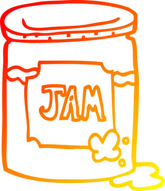 Bir insan tarafından çizilen çizgi film reçel kabının sıcak gradyan çizimi