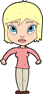 Bir insan tarafından çizilmiş omuz silken çizgi filmdeki kadın.