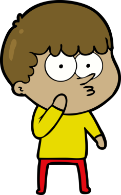 Bir insan tarafından çizilmiş meraklı bir çocuk.