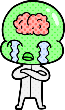 Bir insan tarafından çizilmiş koca beyinli bir uzaylı ağlaması.