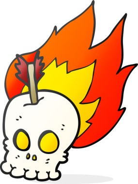 Bir insan tarafından çizilmiş ok ile serbest çizim kafatası