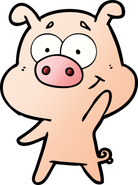 Bir insan tarafından çizilmiş mutlu çizgi film domuzu.
