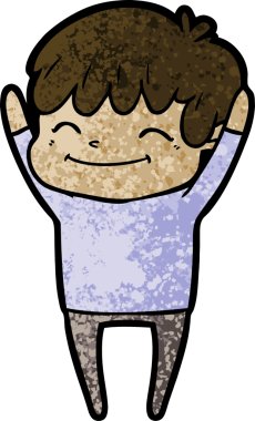 Bir insan tarafından çizilmiş mutlu çocuk çizgi filmi.