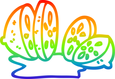 Bir insan tarafından çizilmiş dilimlenmiş limon çizimi.