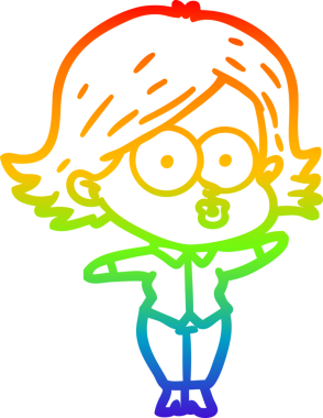 Gökkuşağı gradyan çizimi Bir insan tarafından çizilen çizgi film kızı