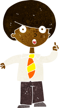 Bir insan tarafından çizilen soruyu cevaplayan karikatür okulu çocuğu.