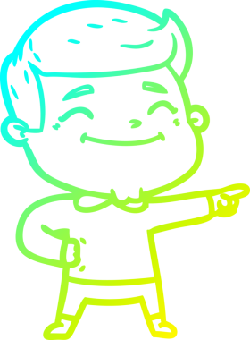 Bir insan tarafından çizilmiş mutlu bir çizgi film karakteri çizimi.