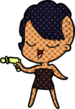 Bir insan tarafından çizilmiş mutlu çizgi film kızı.