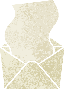 Retro illüstrasyon tarzı tuhaf karikatür harfi ve bir insan tarafından çizilmiş zarf