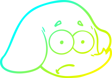 Bir insan tarafından çizilmiş bir fil suratının soğuk eğim çizgisi.