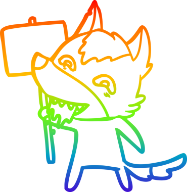 Gökkuşağı gradyan çizgi çizimi bir insan tarafından çizilmiş, aç kurt çizimi.